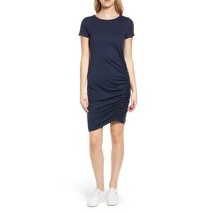 New Melrose and Market Women's Side Ruched T Shirt Dress Navy Blue Size Medium